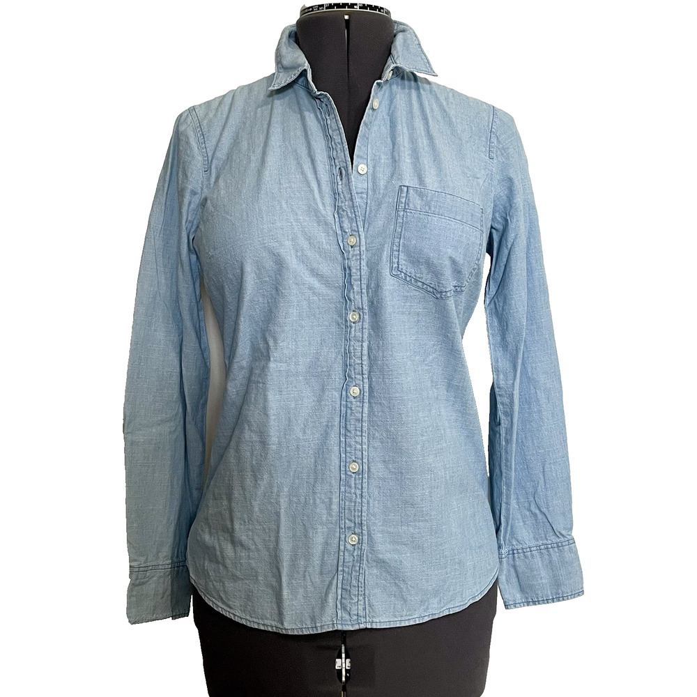 J.Crew Chambray Shirt Small Blue Denim Coastal Cowgirl Western Cottage Core
